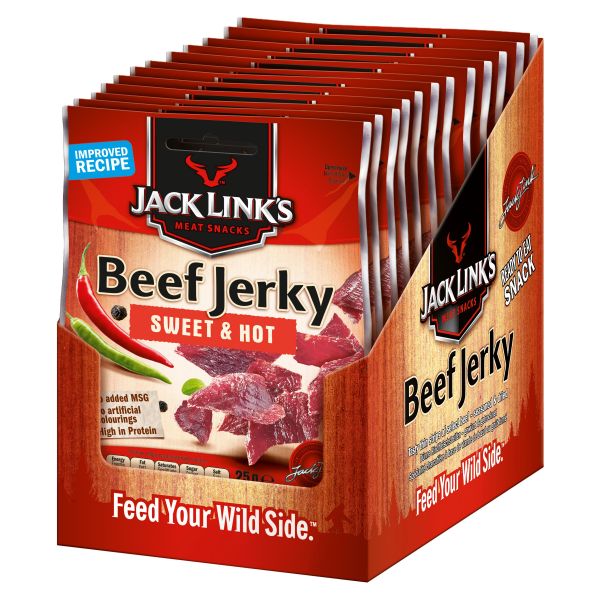 Carne secca, Jack Links, Beef Jerky S&H, 12 pezzi x 25 g
