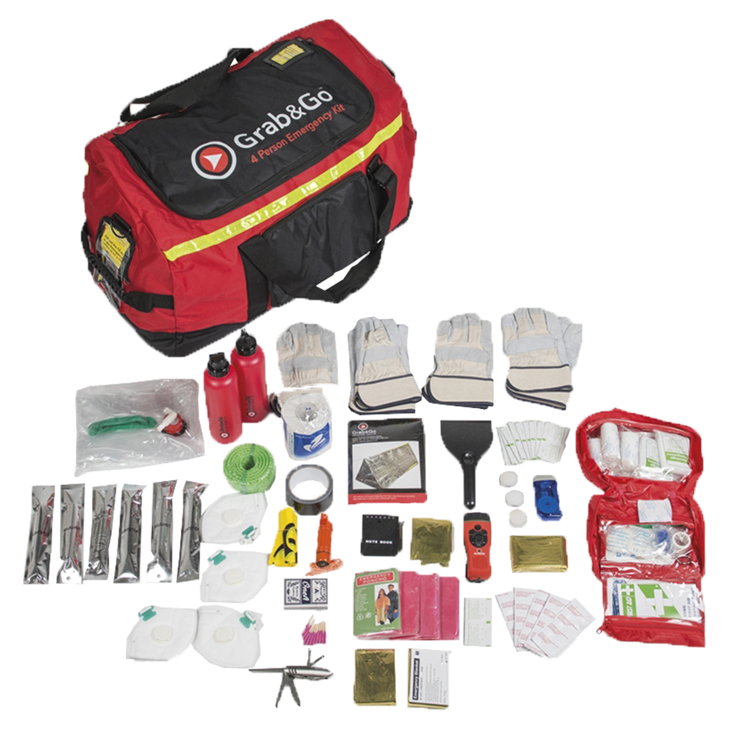 Kit d'emergenza adatto per 4 persone, marca Grab&Go