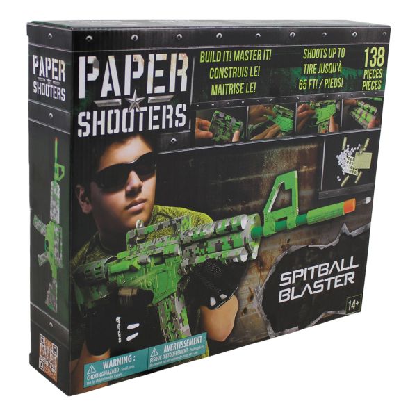 Pistola Paper Shooter, Green Spit, 138 pezzi da assemblare