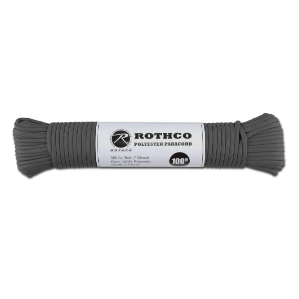 Paracord 550 lb 100 ft. Polyester grigio
