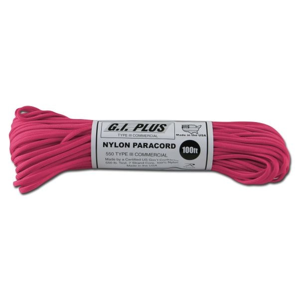 Paracord 550 lb 100 ft. Nylon rosa-neon