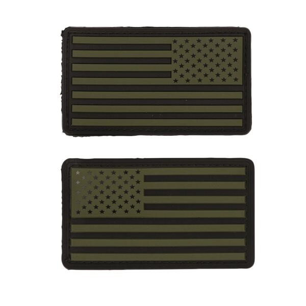 Distintivo bandiera US in PVC con Velcro oliva