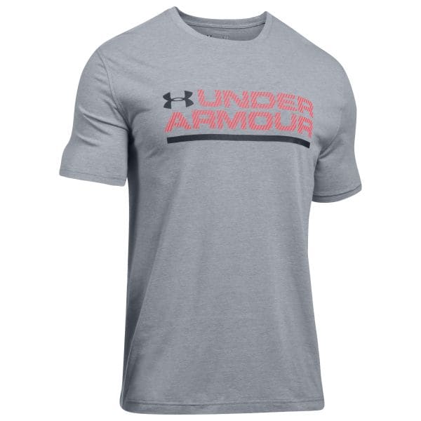 T-Shirt da uomo Wordmark Lock UA grigio-rosso