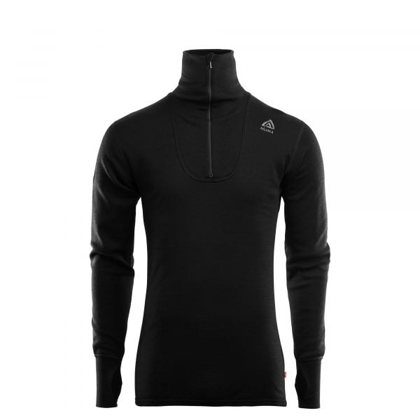 Pullover Aclima DoubleWool Polo con zip jet black