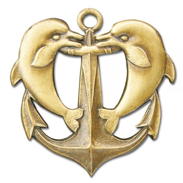 Distintivo francese in metallo ancora e delfini