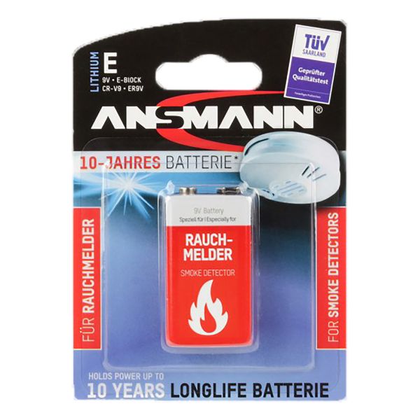 Batteria per rilevatore di fumo marca Ansmann Longlife 9V