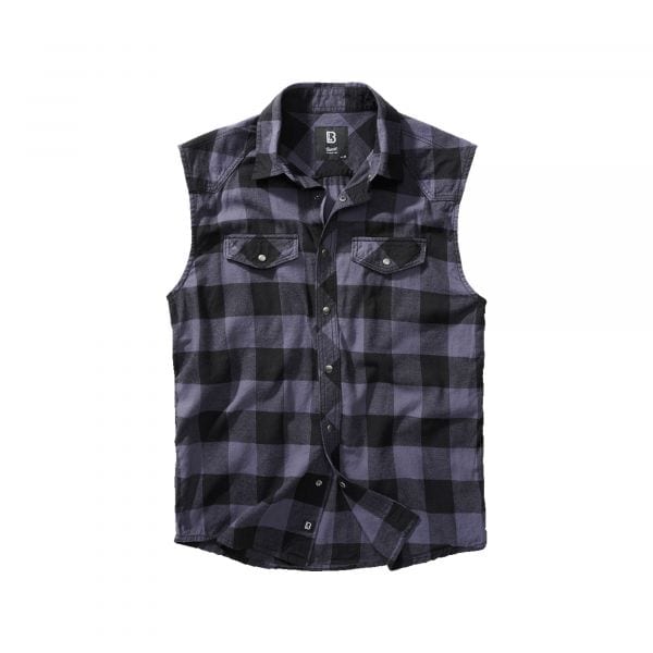 Camicia marca Brandit Checkshirt Sleeveless nero grigio