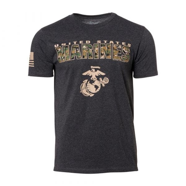 T-Shirt 7.62 Design USMC Marpat Camo Text heather black