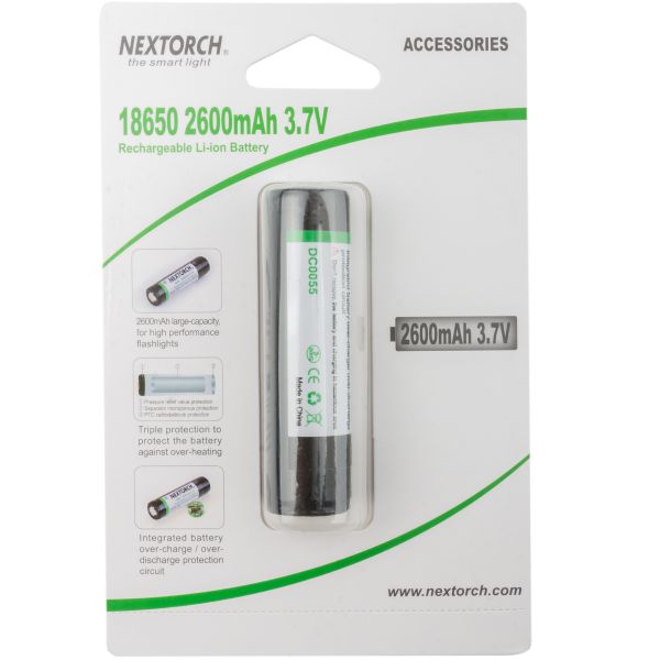 Batteria 18650 Li-Ion 3.6 V 2.600 mAh Nextorch