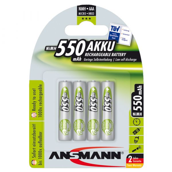 Set batterie Micro AAA serie ricaricabili Green Line Ansmann 4 p