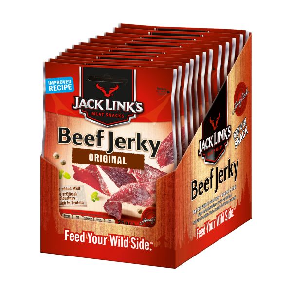 Carne secca, Jack Links, Beef Jerky Original, 12 pezzi x 25 g