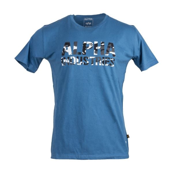 T-Shirt Camo Print, marca Alpha Industries, colore blu