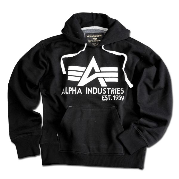 Felpa con cappuccio Big A, Alpha Industries, nera