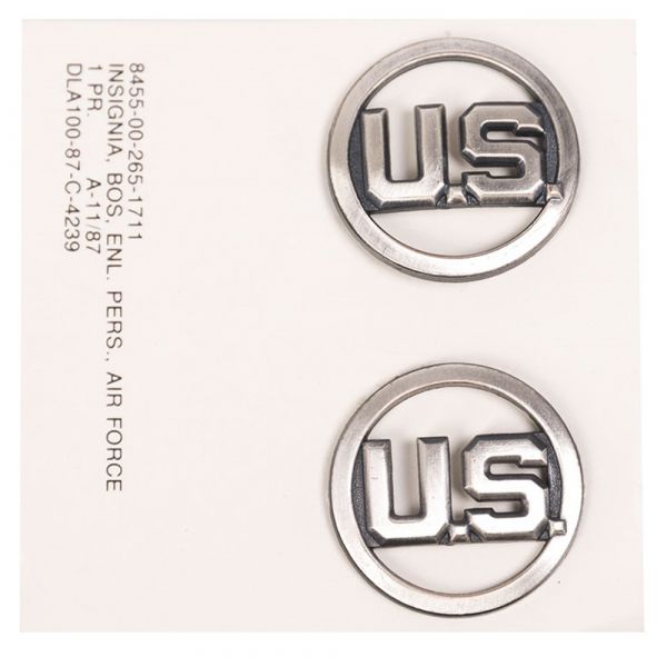 Distintivo da colletto US Airforce EM tonalità argento