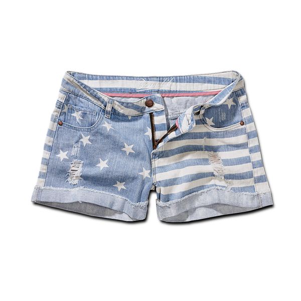Hot Pants Brandit denim stelle + strisce azzurro