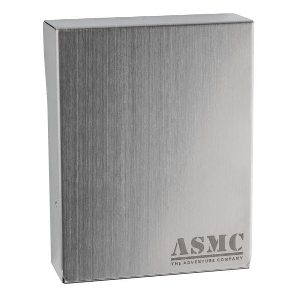 Box per sigarette in metallo con incisione ASMC
