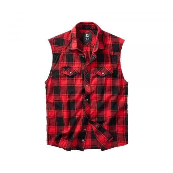 Camicia marca Brandit Checkshirt Sleeveless rosso nero