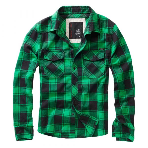 Camicia in flanella marca Brandit verde e nero