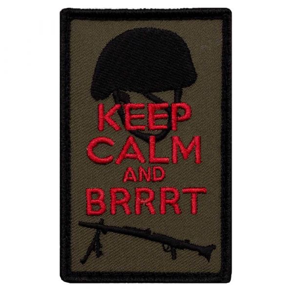 Patch Café Viereck Keep calm and Brrrt oliva rosso