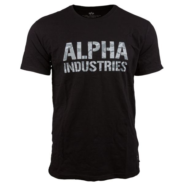 T-Shirt Camo Print Alpha Industries nero/bianco
