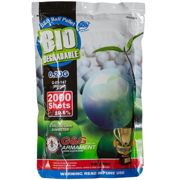 Pallini BB Bio softair G&G 6 mm 0.2 g 2000 pezzi bianco
