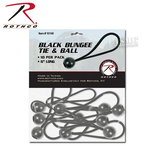 Set Bungee Tie And Ball marca Rothco neri 10 pezzi