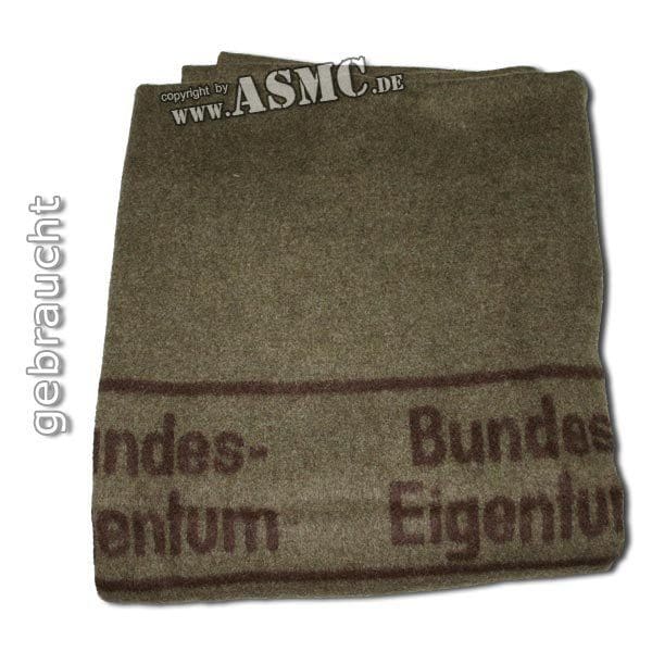 Wool blanket BW olivgreen/maroon used