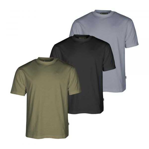 Pinewood T-Shirt oliv shadow schwarz 3er Pack