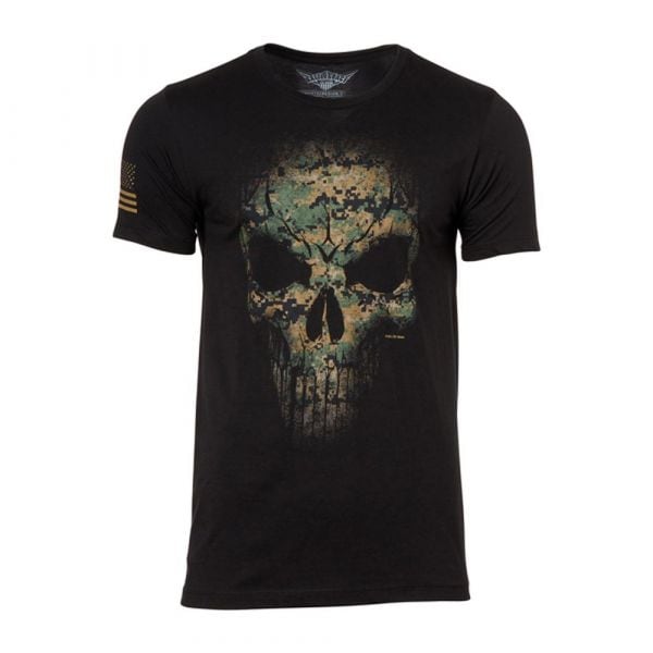 T-Shirt 7.62 Design USMC woodland marpat skull colore nero