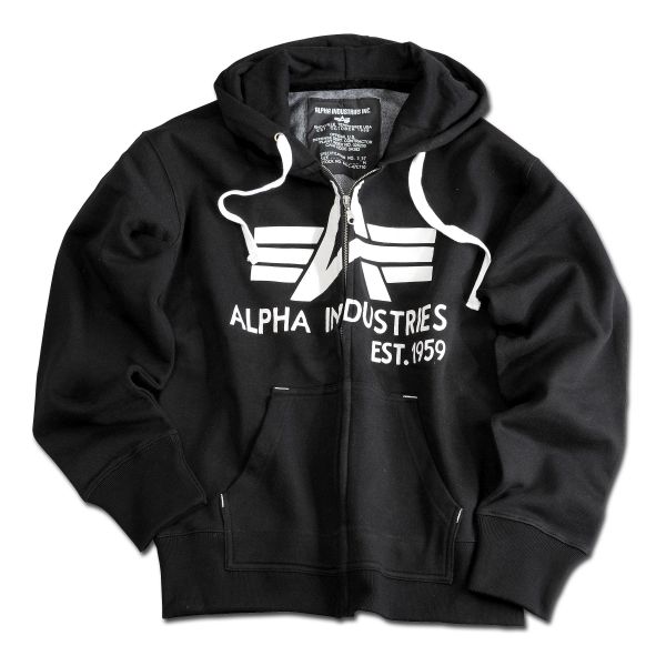 Alpha Industries Felpa Big A Zip con Cappuccio nero